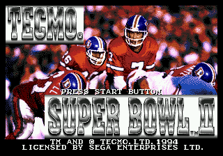 Tecmo Super Bowl II: Special Edition title screen for Sega Mega Drive